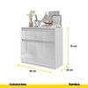 NOAH - Chest of 2 Drawers and 2 Doors - Bedroom Dresser Storage Cabinet Sideboard - White Matt / White Gloss H75cm W80cm D35cm