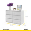 GABRIEL - Chest of 6 Drawers - Bedroom Dresser Storage Cabinet Sideboard - White Matt / White Gloss H71cm W100cm D33cm