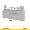 NOAH - Chest of 5 Drawers and 5 Doors - Bedroom Dresser Storage Cabinet Sideboard - Sonoma Oak / Concrete  H75cm W200cm D35cm
