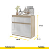 NOAH - Chest of 2 Drawers and 2 Doors - Bedroom Dresser Storage Cabinet Sideboard - Sonoma Oak / White Gloss H75cm W80cm D35cm