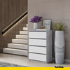 GABRIEL - Chest of 4 Drawers - Bedroom Dresser Storage Cabinet Sideboard - Concrete / White Matt H92cm W60cm D33cm