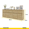 NOAH - Chest of 5 Drawers and 5 Doors - Bedroom Dresser Storage Cabinet Sideboard - Wotan Oak  H75cm W200cm D35cm