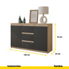 MIKEL - Chest of 3 Drawers and 2 Doors - Bedroom Dresser Storage Cabinet Sideboard - Sonoma Oak / Anthracite H75cm W120cm D35cm