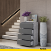 GABRIEL - Chest of 4 Drawers - Bedroom Dresser Storage Cabinet Sideboard - Concrete / Anthracite H92cm W60cm D33cm
