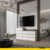 GABRIEL - Chest of 10 Drawers (6+4) - Bedroom Dresser Storage Cabinet Sideboard - Sonoma Oak / White Gloss H92/70cm W160cm D33cm