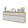 NOAH - Chest of 5 Drawers and 5 Doors - Bedroom Dresser Storage Cabinet Sideboard - Wotan Oak / White Matt  H75cm W200cm D35cm