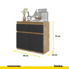 NOAH - Chest of 2 Drawers and 2 Doors - Bedroom Dresser Storage Cabinet Sideboard -  Wotan Oak / Anthracite H75cm W80cm D35cm