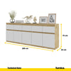 NOAH - Chest of 5 Drawers and 5 Doors - Bedroom Dresser Storage Cabinet Sideboard - Wotan Oak / White Matt  H75cm W200cm D35cm