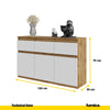 NOAH - Chest of 3 Drawers and 3 Doors - Bedroom Dresser Storage Cabinet Sideboard - Wotan Oak / White Matt H75cm W120cm D35cm