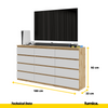 GABRIEL - Chest of 12 Drawers (8+4) - Bedroom Dresser Storage Cabinet Sideboard - Wotan Oak / White Matt H92cm W180cm D33cm