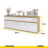 NOAH - Chest of 5 Drawers and 5 Doors - Bedroom Dresser Storage Cabinet Sideboard - Wotan Oak / White Gloss  H75cm W200cm D35cm