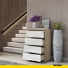 GABRIEL - Chest of 4 Drawers - Bedroom Dresser Storage Cabinet Sideboard - Sonoma Oak / White Gloss H92cm W60cm D33cm