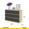GABRIEL - Chest of 6 Drawers - Bedroom Dresser Storage Cabinet Sideboard - Sonoma Oak / Anthracite H71cm W100cm D33cm