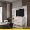 GABRIEL - Chest of 8 Drawers - Bedroom Dresser Storage Cabinet Sideboard - White Matt / Sonoma Oak H92cm W120cm D33cm