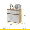 NOAH - Chest of 2 Drawers and 2 Doors - Bedroom Dresser Storage Cabinet Sideboard -  Wotan Oak / White Gloss H75cm W80cm D35cm