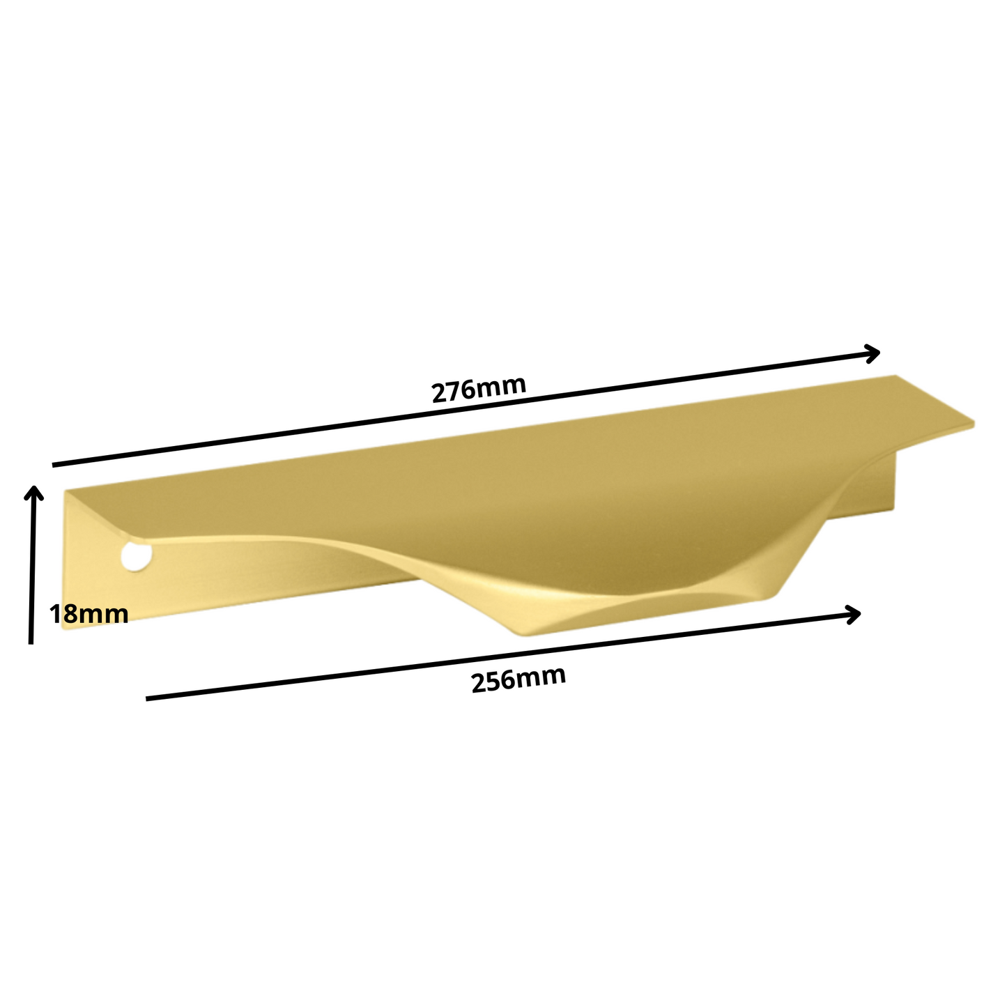 Edge Grip Round Profile Handle 256mm (276mm total length) - Gold