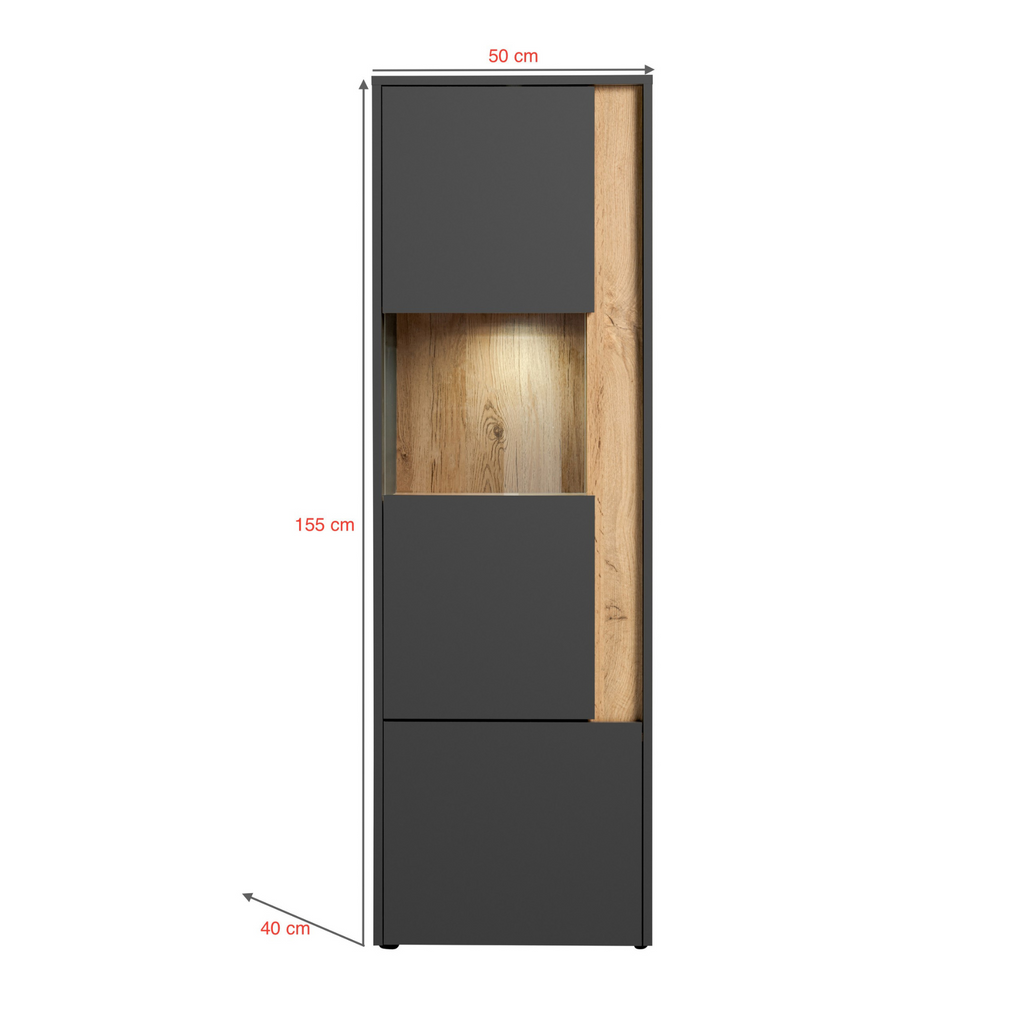 CARLO II - Living Room Furniture Set - Anthracite Grey / Wotan Oak