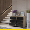 GABRIEL - Chest of 6 Drawers - Bedroom Dresser Storage Cabinet Sideboard - Sonoma Oak / Black Gloss H71cm W100cm D33cm