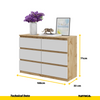 GABRIEL - Chest of 6 Drawers - Bedroom Dresser Storage Cabinet Sideboard - Wotan Oak / White Matt H71cm W100cm D33cm