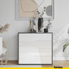 CAMILLE - Push to Open Sideboard with Door and 4 Drawers - Anthracite / White Gloss H74cm W80cm D36cm