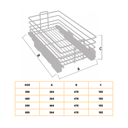 EXCLUSIVE CARGO MULTI Pull-Out Wire Basket 500 mm - White