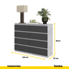 GABRIEL - Chest of 8 Drawers - Bedroom Dresser Storage Cabinet Sideboard - Concrete / Anthracite H92cm W120cm D33cm