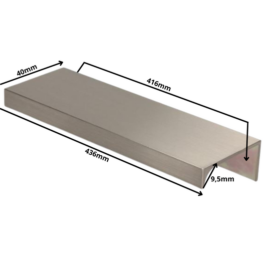 Edge Grip Round Profile Handle 416mm (436mm total length) - Brushed Steel