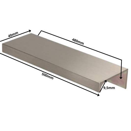 Edge Grip Round Profile Handle 480mm (500mm total length) - Brushed Steel