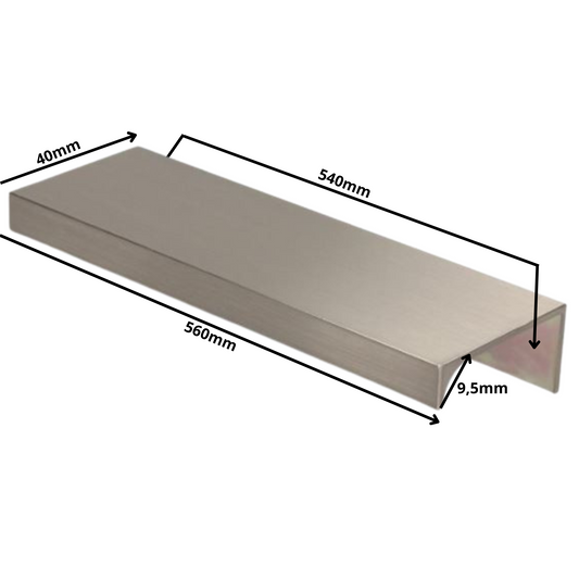 Edge Grip Round Profile Handle 540mm (560mm total length) - Brushed Steel