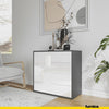 CAMILLE - Push to Open Sideboard with Door and 4 Drawers - Anthracite / White Gloss H74cm W80cm D36cm