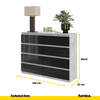 GABRIEL - Chest of 8 Drawers - Bedroom Dresser Storage Cabinet Sideboard - Concrete / Black Gloss H92cm W120cm D33cm
