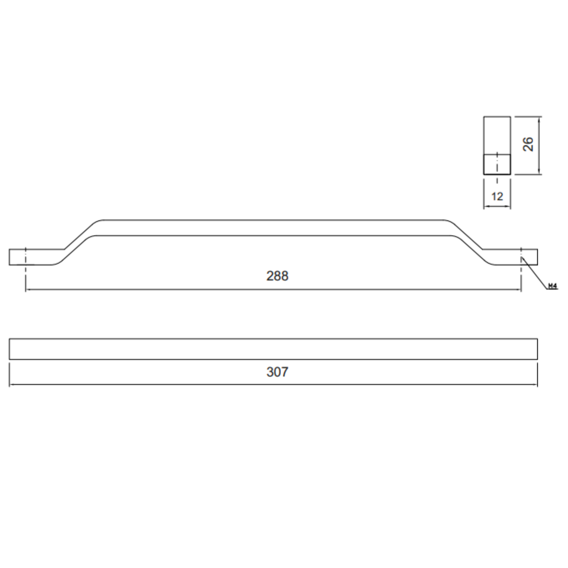 Furniture Handle 288mm U085 - Chrome (2) – Furnica
