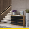 GABRIEL - Chest of 6 Drawers - Bedroom Dresser Storage Cabinet Sideboard - Wotan Oak / Black Gloss H71cm W100cm D33cm