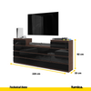 GABRIEL - Chest of 14 Drawers (4+6+4) - Bedroom Dresser Storage Cabinet Sideboard - Wenge / Black Gloss H92cm W220cm D33cm