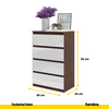 GABRIEL - Chest of 4 Drawers - Bedroom Dresser Storage Cabinet Sideboard - Wenge / White Gloss H92cm W60cm D33cm