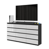 GABRIEL - Chest of 12 Drawers (8+4) - Bedroom Dresser Storage Cabinet Sideboard - Black Matt / White Gloss H92cm W180cm D33cm