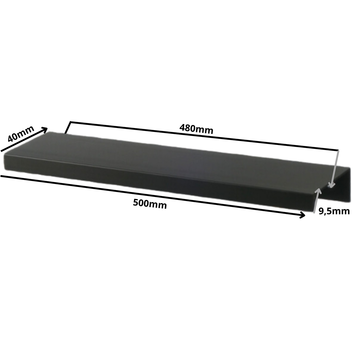 Edge Grip Round Profile Handle 480mm (500mm total length) - Black Matt (2) – Furnica