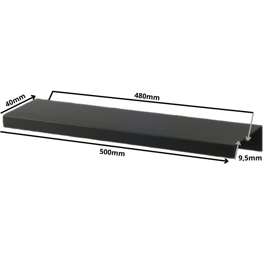 Edge Grip Round Profile Handle 480mm (500mm total length) - Black Matt