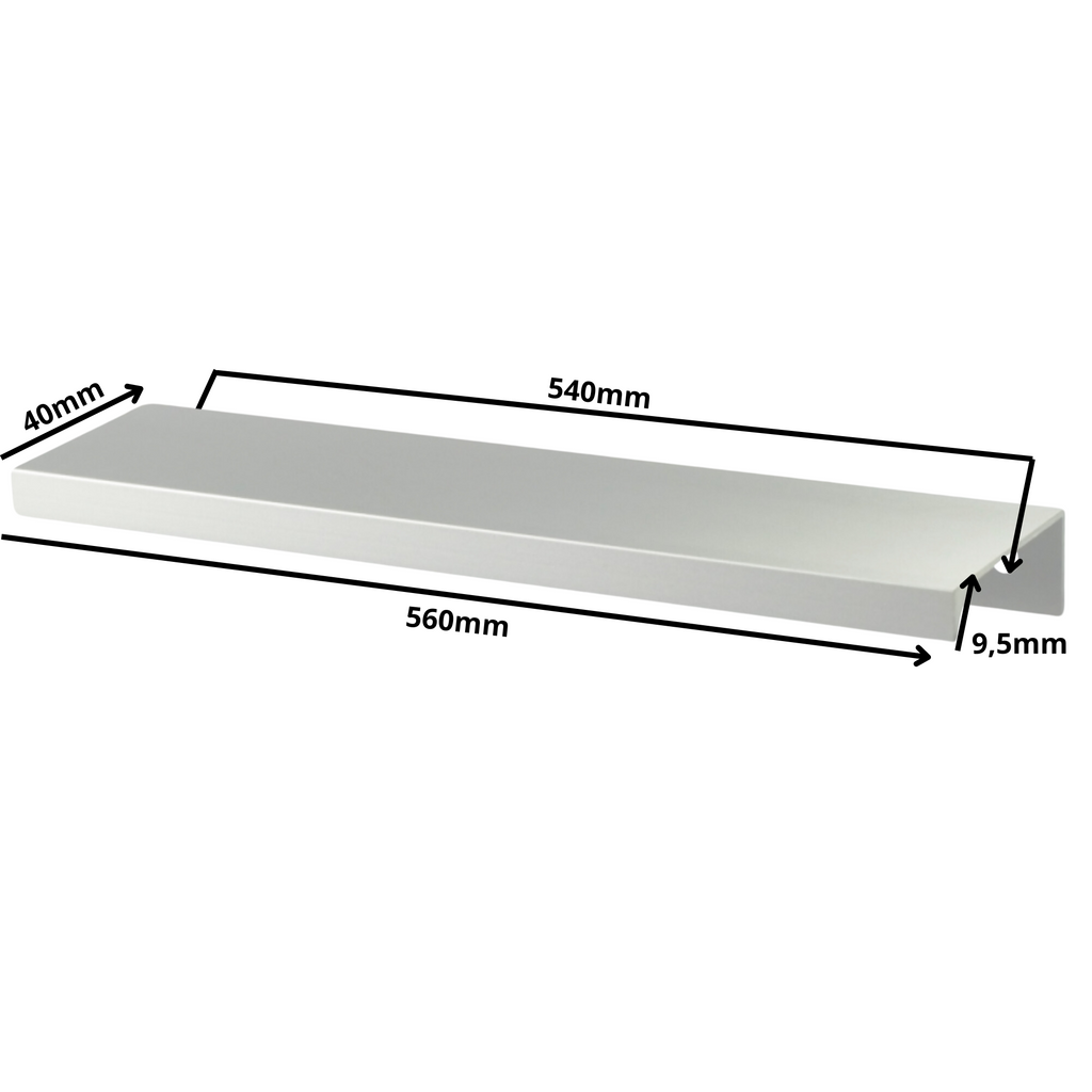 Edge Grip Round Profile Handle 540mm (560mm total length) - Aluminium