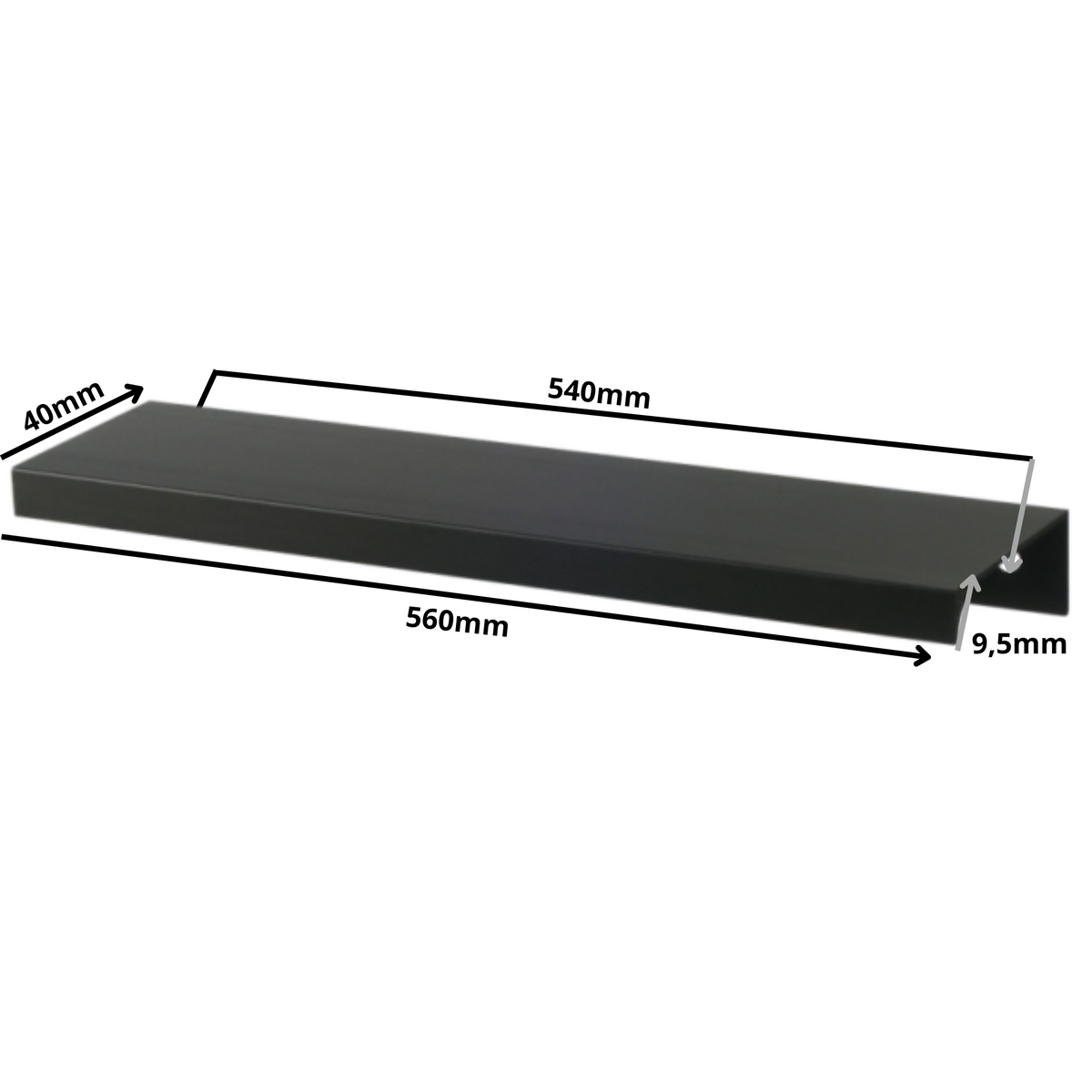 Edge Grip Round Profile Handle 540mm (560mm total length) - Black Matt (2) – Furnica