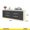 MIKEL - Chest of 6 Drawers and 3 Doors - Bedroom Dresser Storage Cabinet Sideboard - White Matt / Anthracite  H75cm W200cm D35cm