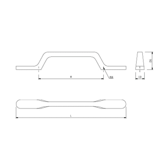 Furniture Handle 128mm U098 - Gold