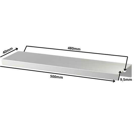 Edge Grip Round Profile Handle 480mm (500mm total length) - Aluminium