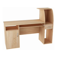 ROBIN - Computer Desk with 1 Drawer and 1 Door and Keyboard Tray - Sonoma Oak H112cm W150cm D50cm