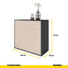 CAMILLE - Push to Open Sideboard with 2 Doors and 2 Drawers - Anthracite / Sand Beige H74cm W80cm D36cm