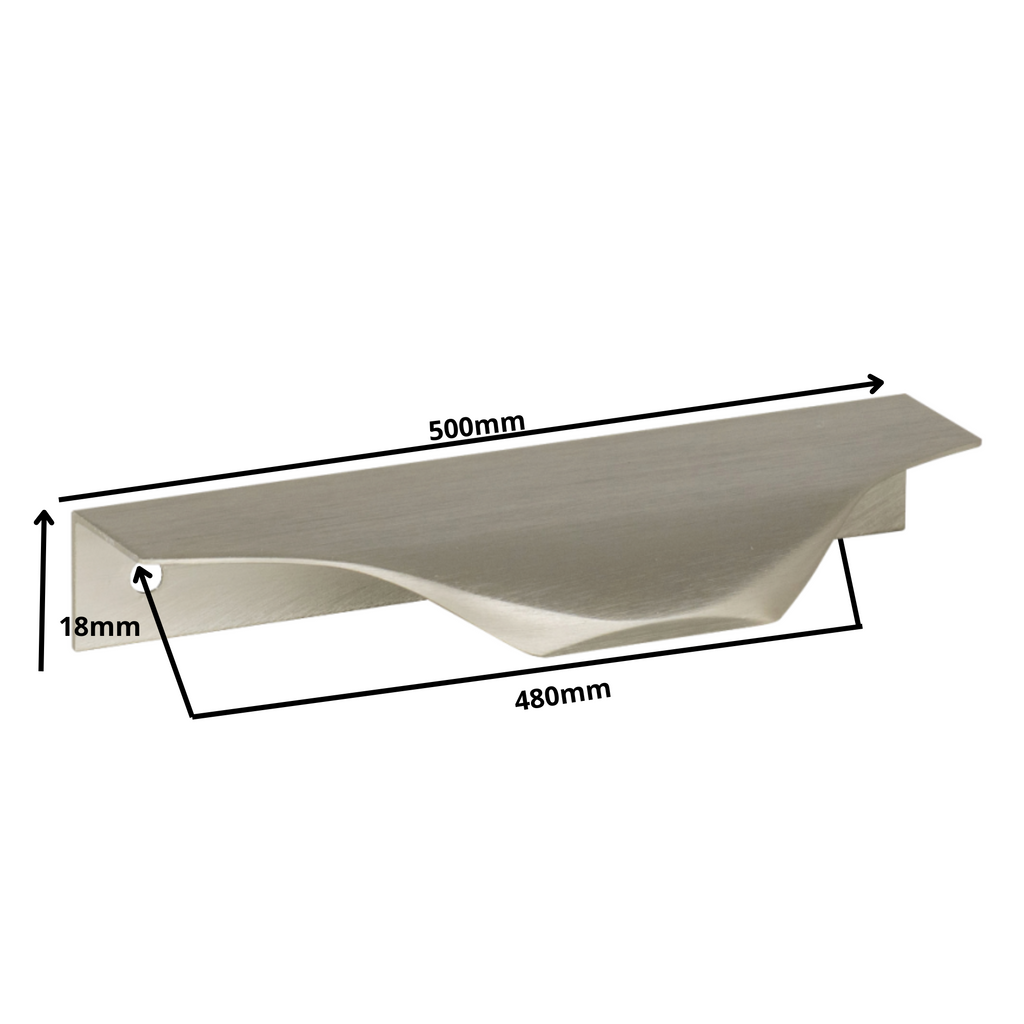 Edge Grip Round Profile Handle 480mm (500mm total length) - Brushed Steel