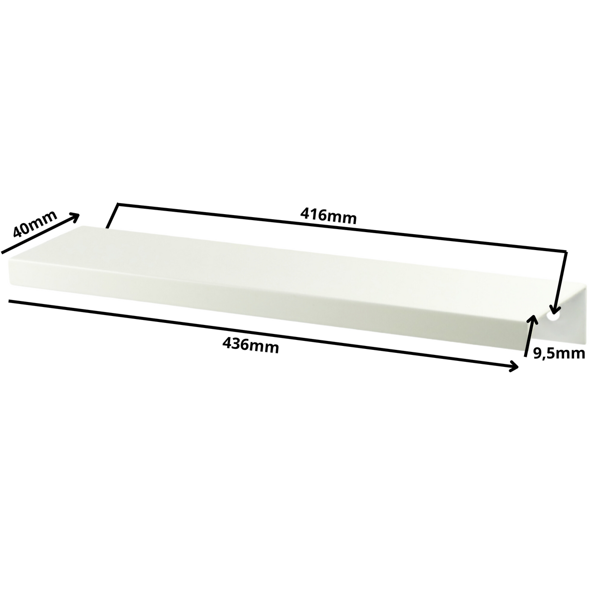 Edge Grip Round Profile Handle 416mm (436mm total length) - White (2) – Furnica