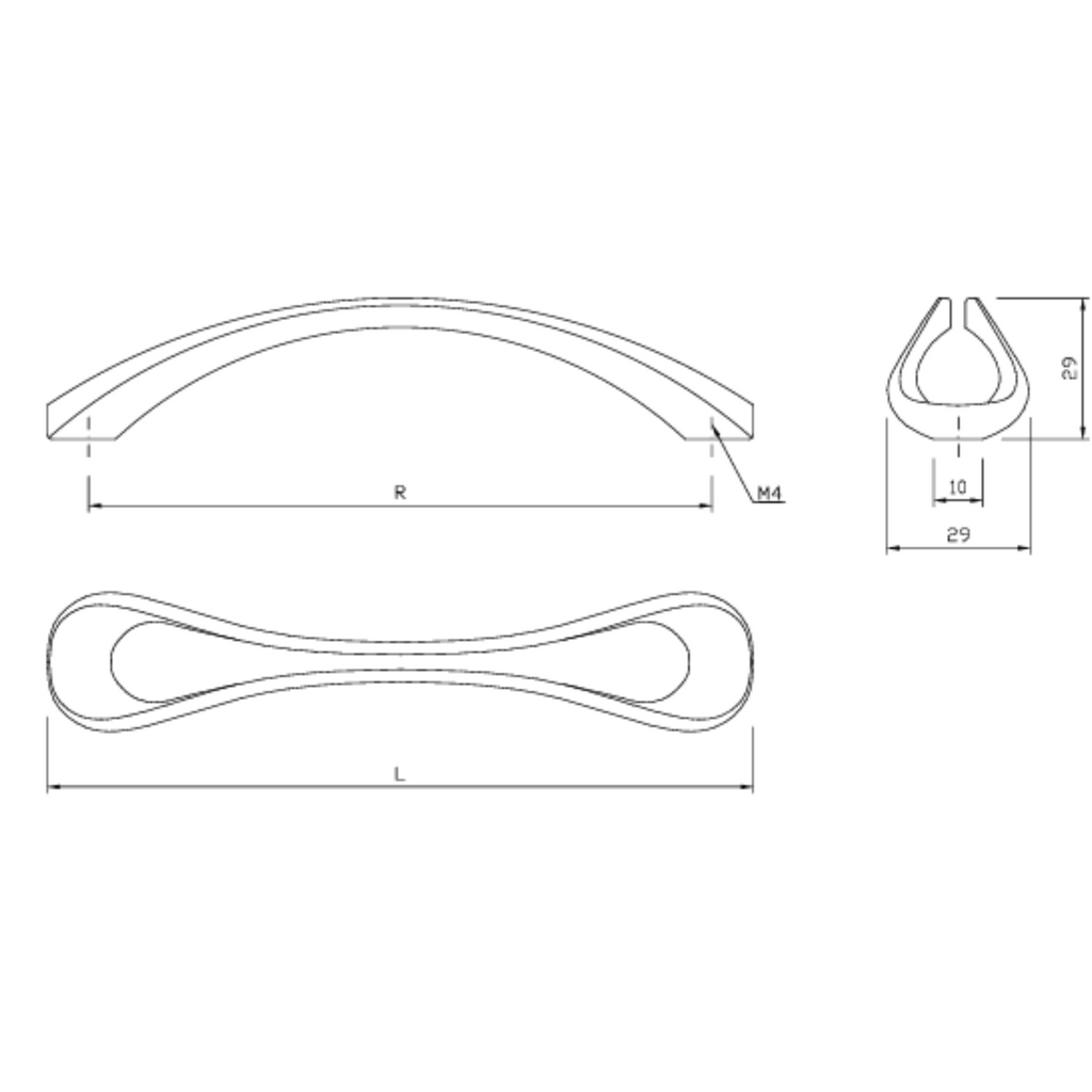 Furniture Handle 160mm U096 - Chrome