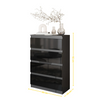 GABRIEL - Chest of 4 Drawers - Bedroom Dresser Storage Cabinet Sideboard - Anthracite / Black Gloss H92cm W60cm D33cm