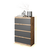 GABRIEL - Chest of 4 Drawers - Bedroom Dresser Storage Cabinet Sideboard - Wotan Oak / Anthracite H92cm W60cm D33cm